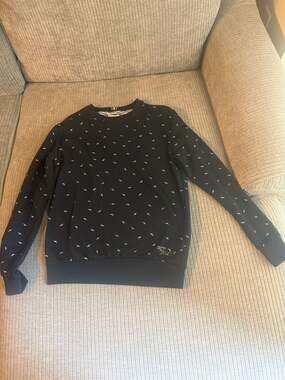 Denim & Flower Ricky Singh Navy Blue Bird Print Crewneck Sweatshirt